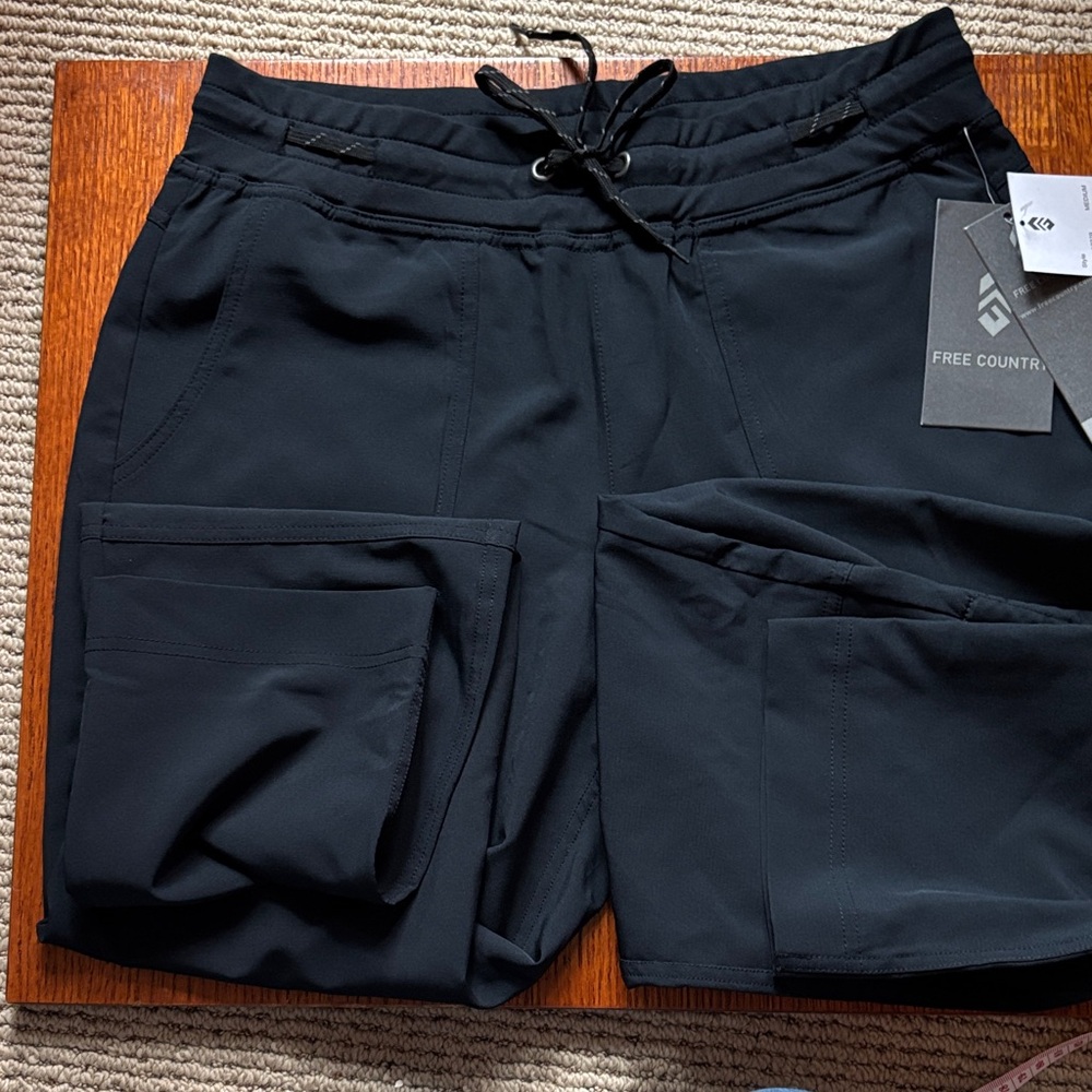 FREE COUNTRY Lightweight black pants 🎉🆕 NWT! Elastic waist. Pockets. Size medium - Picture 2 of 9